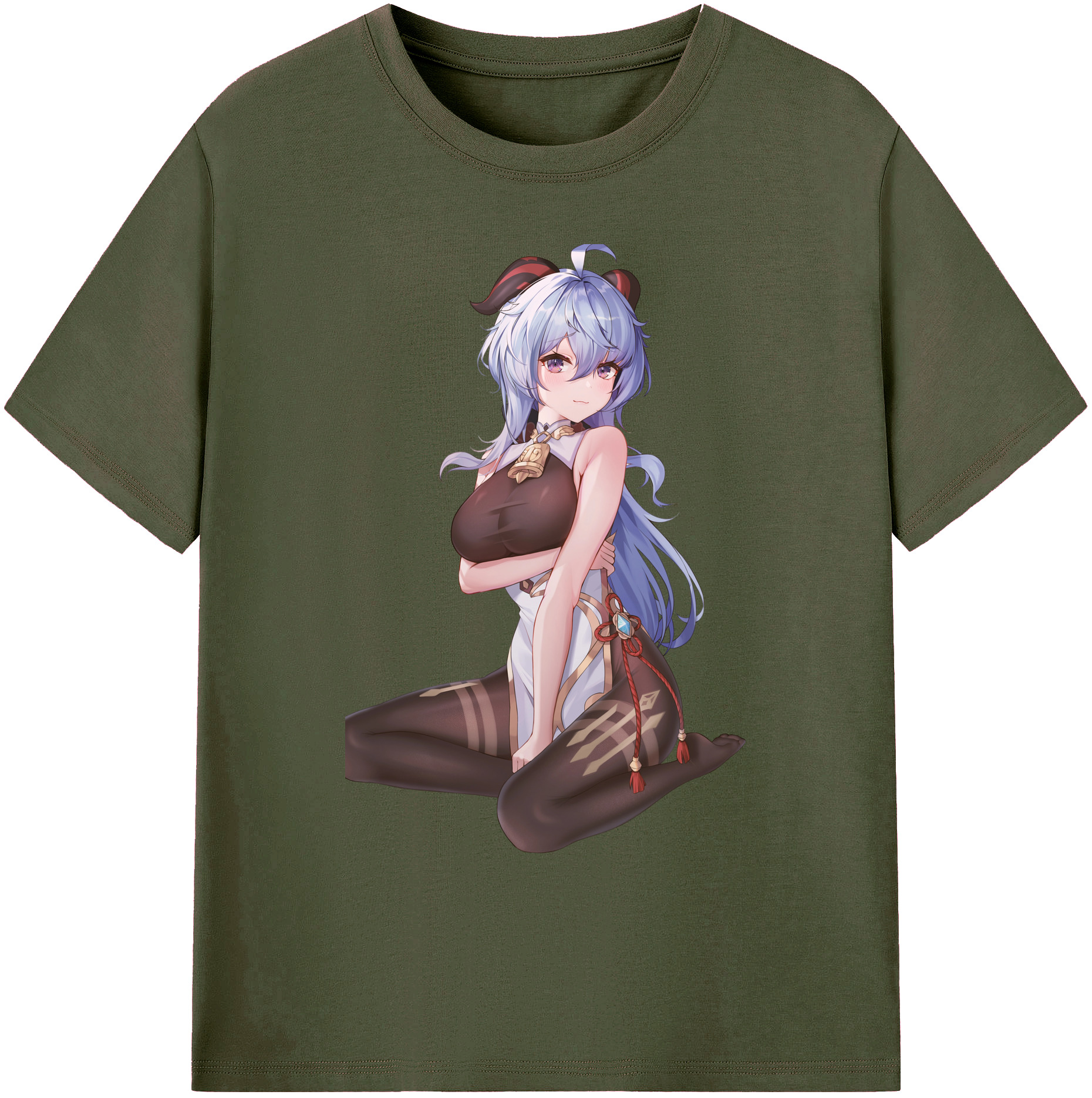 げんし神 甘雨 かんう genshin Ganyu 綿100％ メンズ半袖Tシャツ｜肌触りやわらか＆通気性